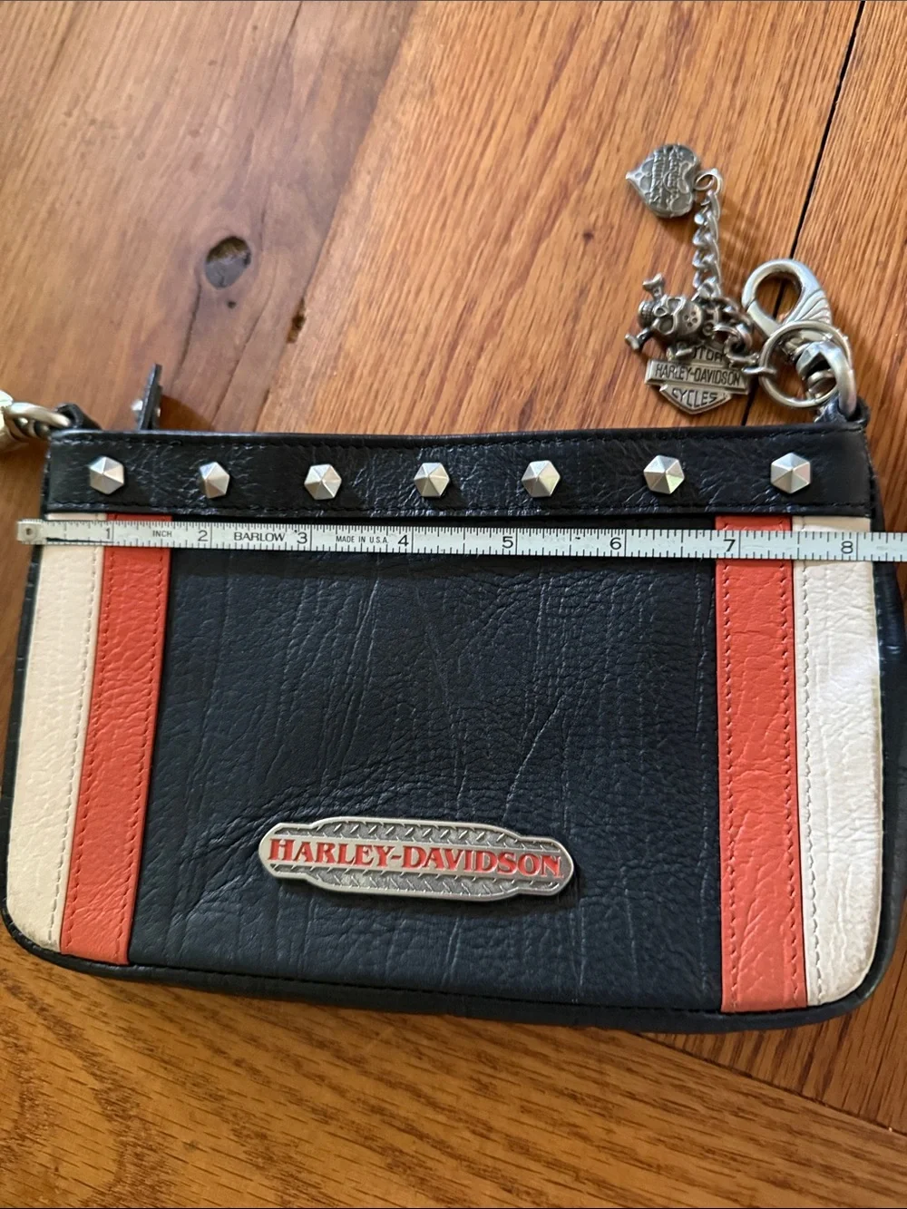 Harley-Davidson Black, White & Orange Studded Hip Bag
